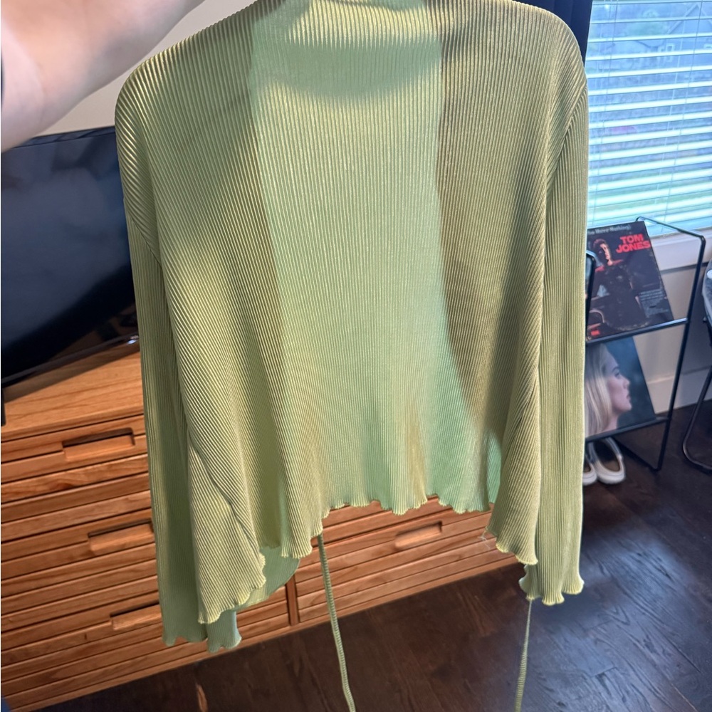 Green Ribbed Cardigan - Picture 2 of 2